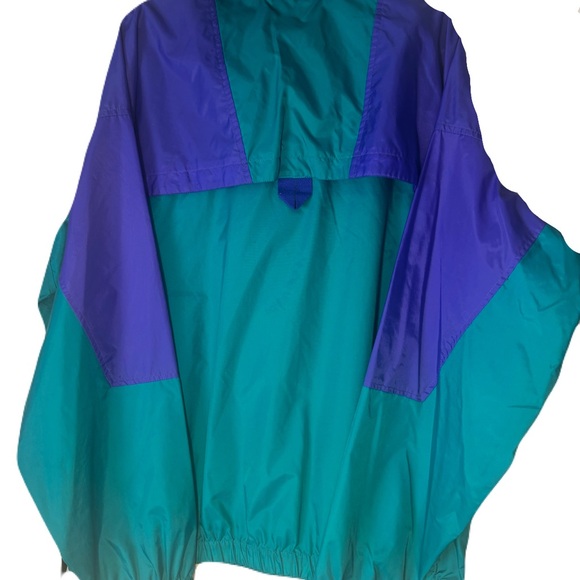 90s/80s Columbia Men's Vintage retro Colorblock Nylon Anorak Windbreaker - Picture 2 of 5